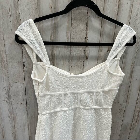 Anthropologie Textured Knit Midi Dress Bustier Ivory Womens Size Small *FLAW - Picture 5 of 11
